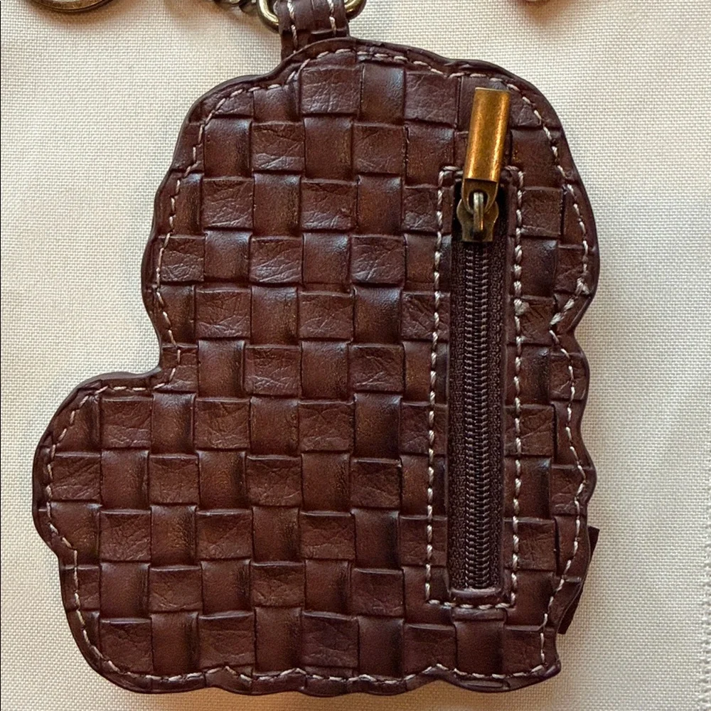 CHALA Vegan Leather Brown Shih Tzu zippered Key Fob / Coin Purse NWT - Picture 5 of 8